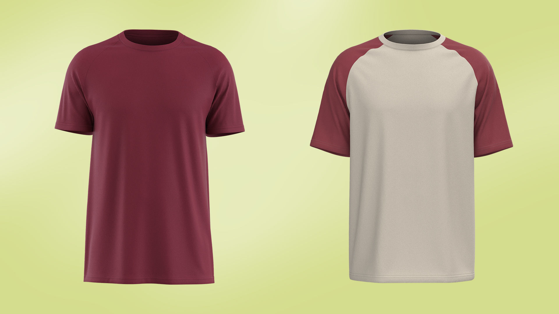 Two Raglan Sleeve T-Shirt in CLO and Marvelous Designer 3D Model Collection_3