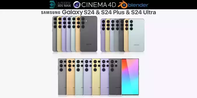 Samsung Galaxy S24 and S24 Plus and S24 Ultra All colors v1 3D model