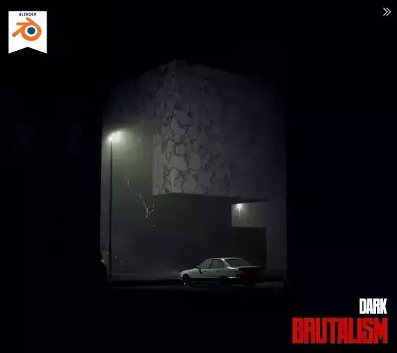 3D Brutalism - Dark Night Street