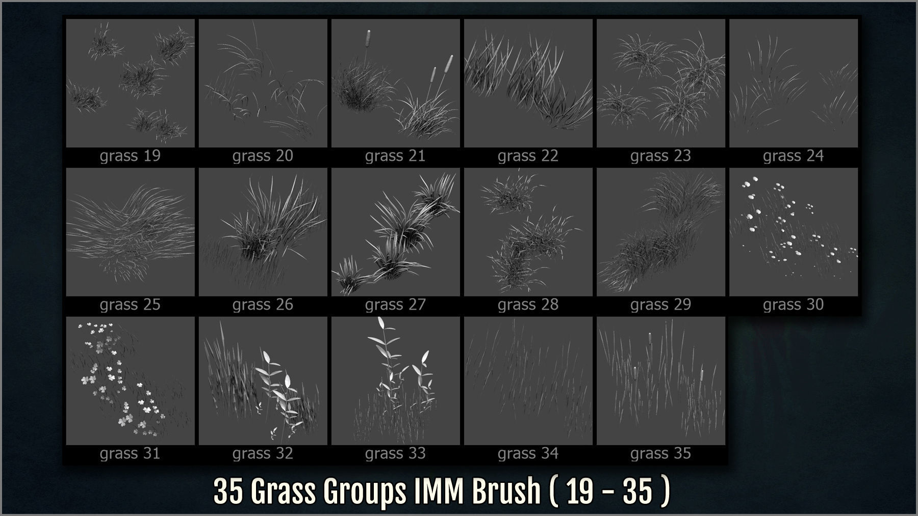 Herbs and Grass Maker 200 ZBrush IM Brushes and 200 OBJs 3D model_6