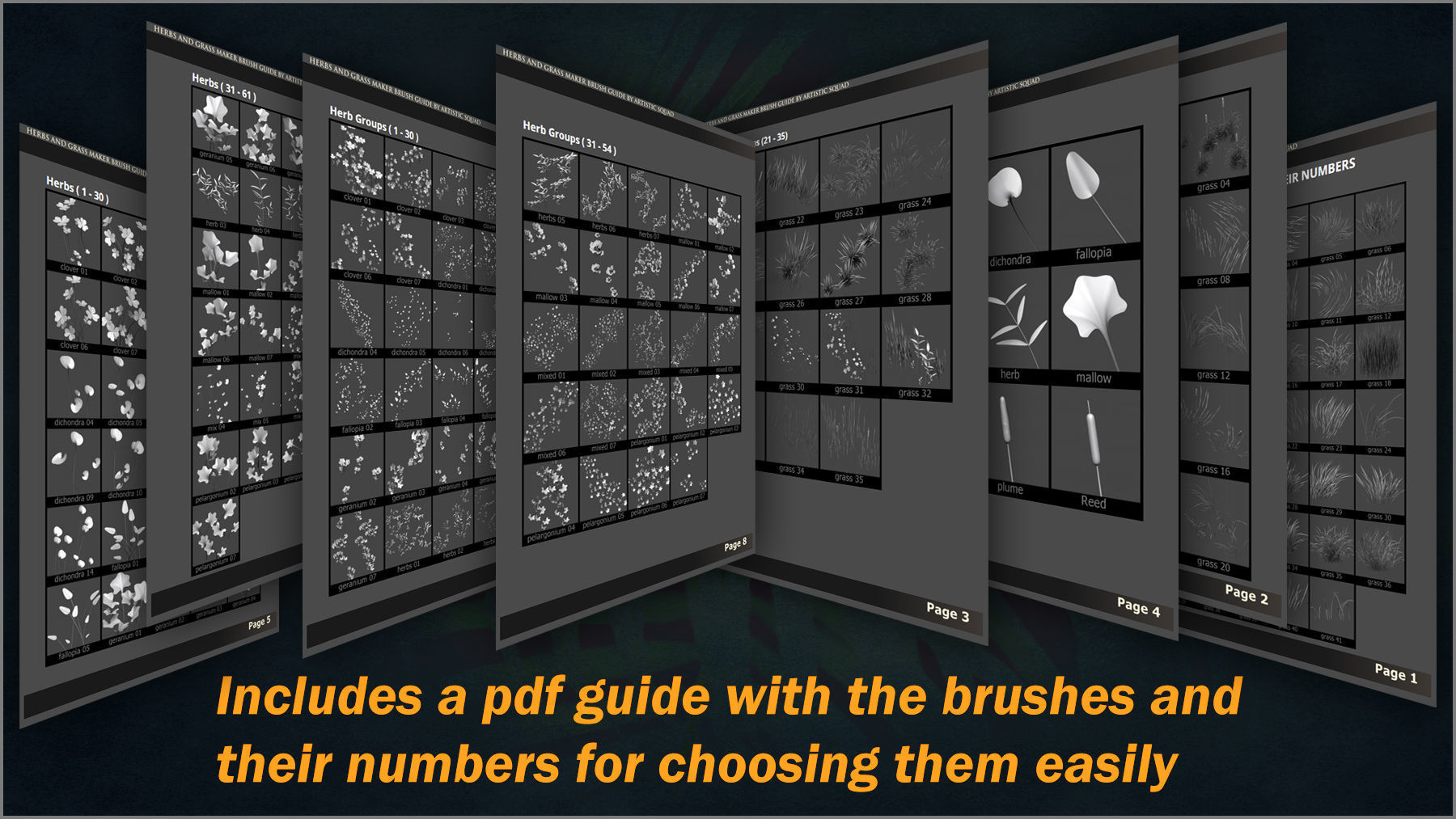 Herbs and Grass Maker 200 ZBrush IM Brushes and 200 OBJs 3D model_12