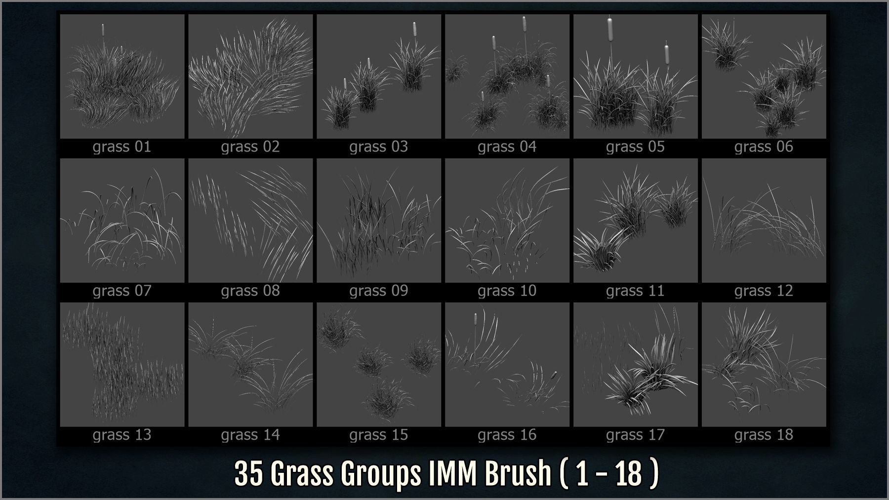 Herbs and Grass Maker 200 ZBrush IM Brushes and 200 OBJs 3D model_5