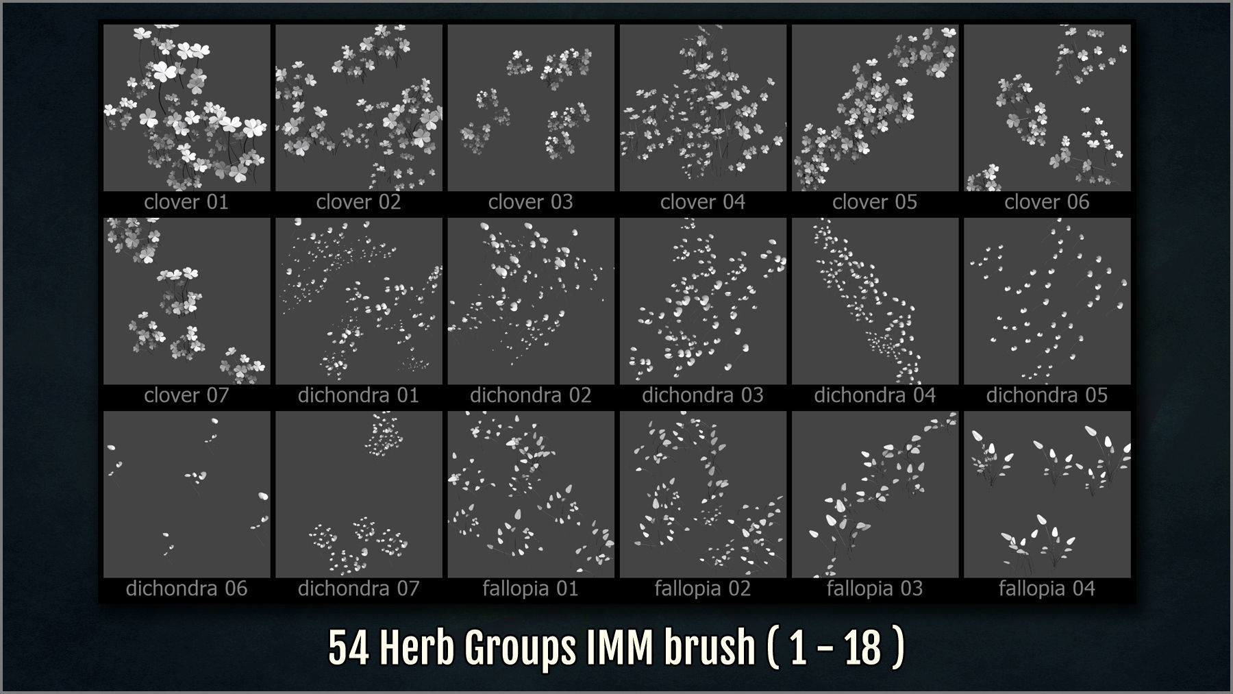 Herbs and Grass Maker 200 ZBrush IM Brushes and 200 OBJs 3D model_7