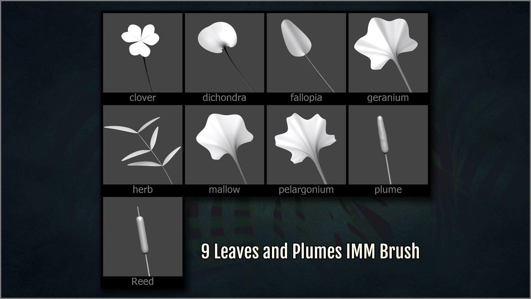 Herbs and Grass Maker 200 ZBrush IM Brushes and 200 OBJs 3D model_11