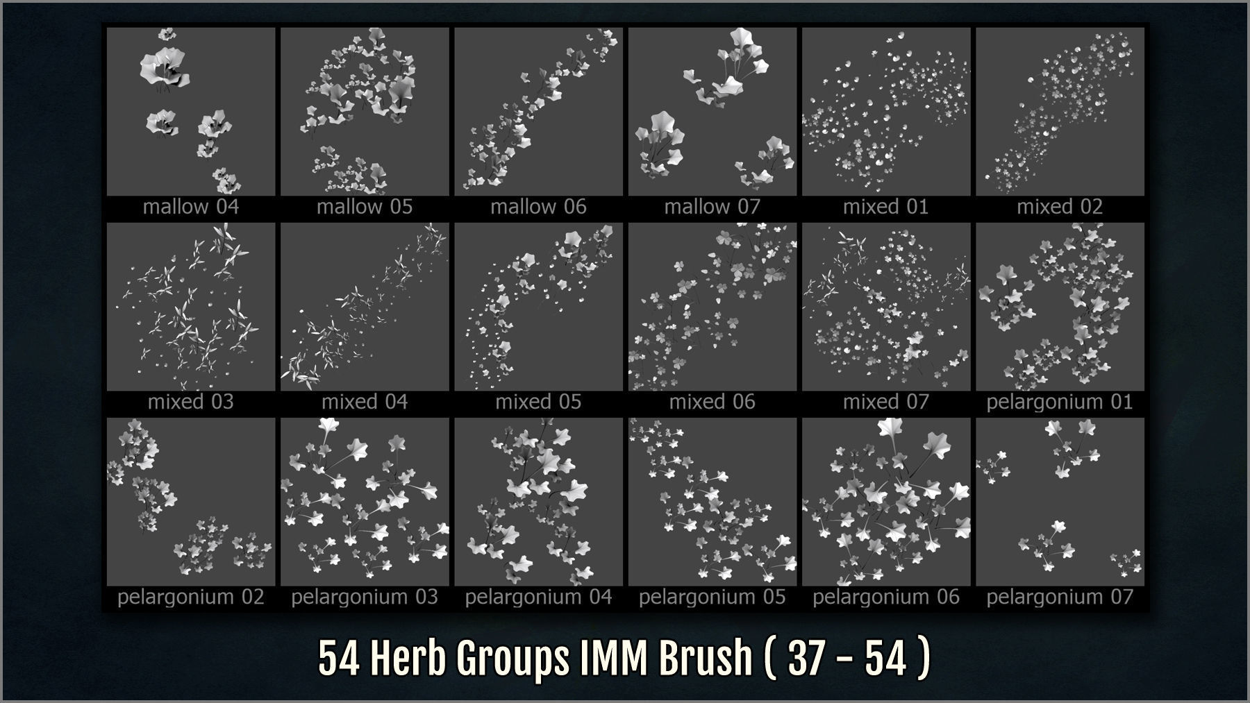 Herbs and Grass Maker 200 ZBrush IM Brushes and 200 OBJs 3D model_9