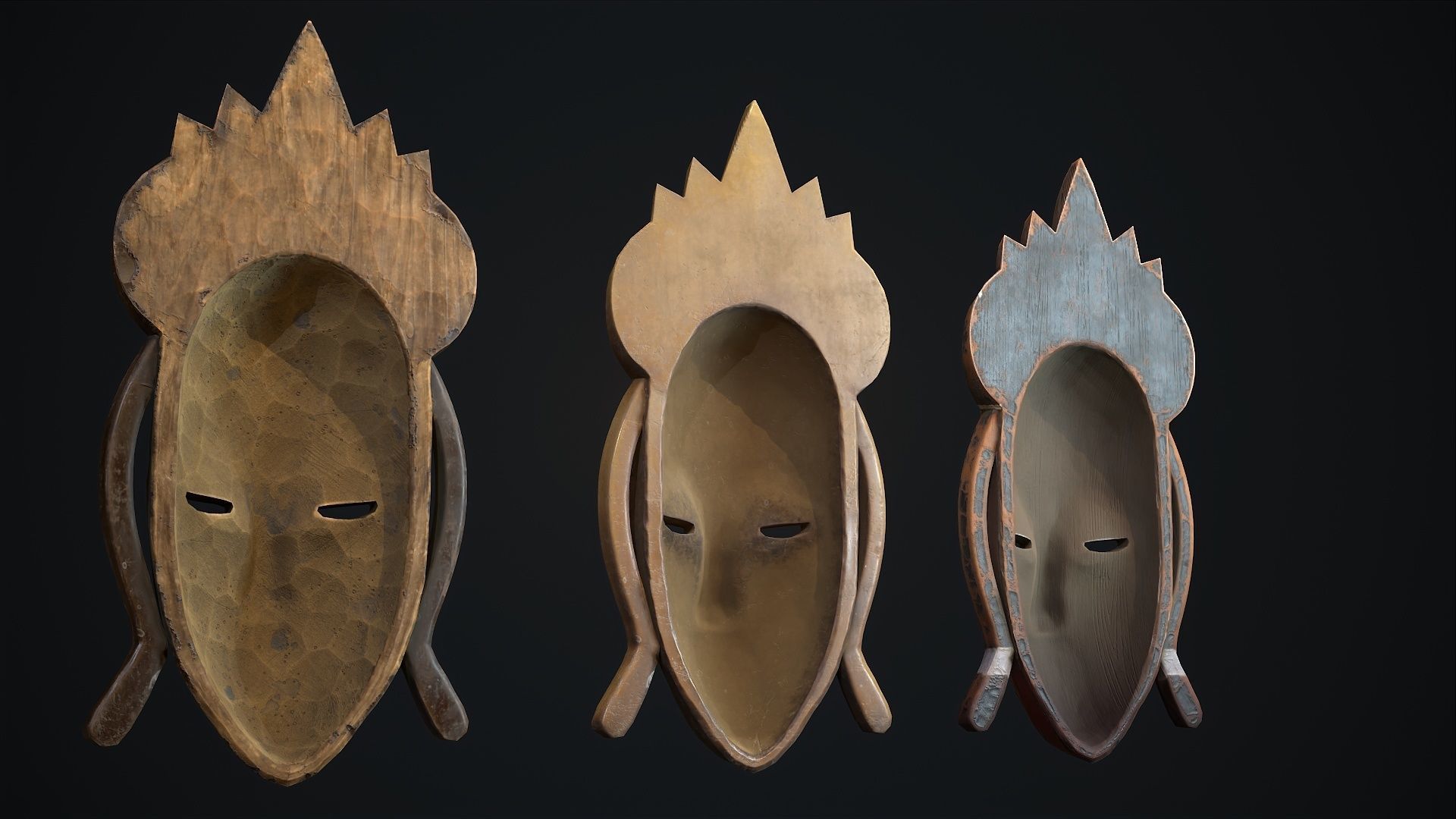 African mask 1 Low-poly 3D model_4
