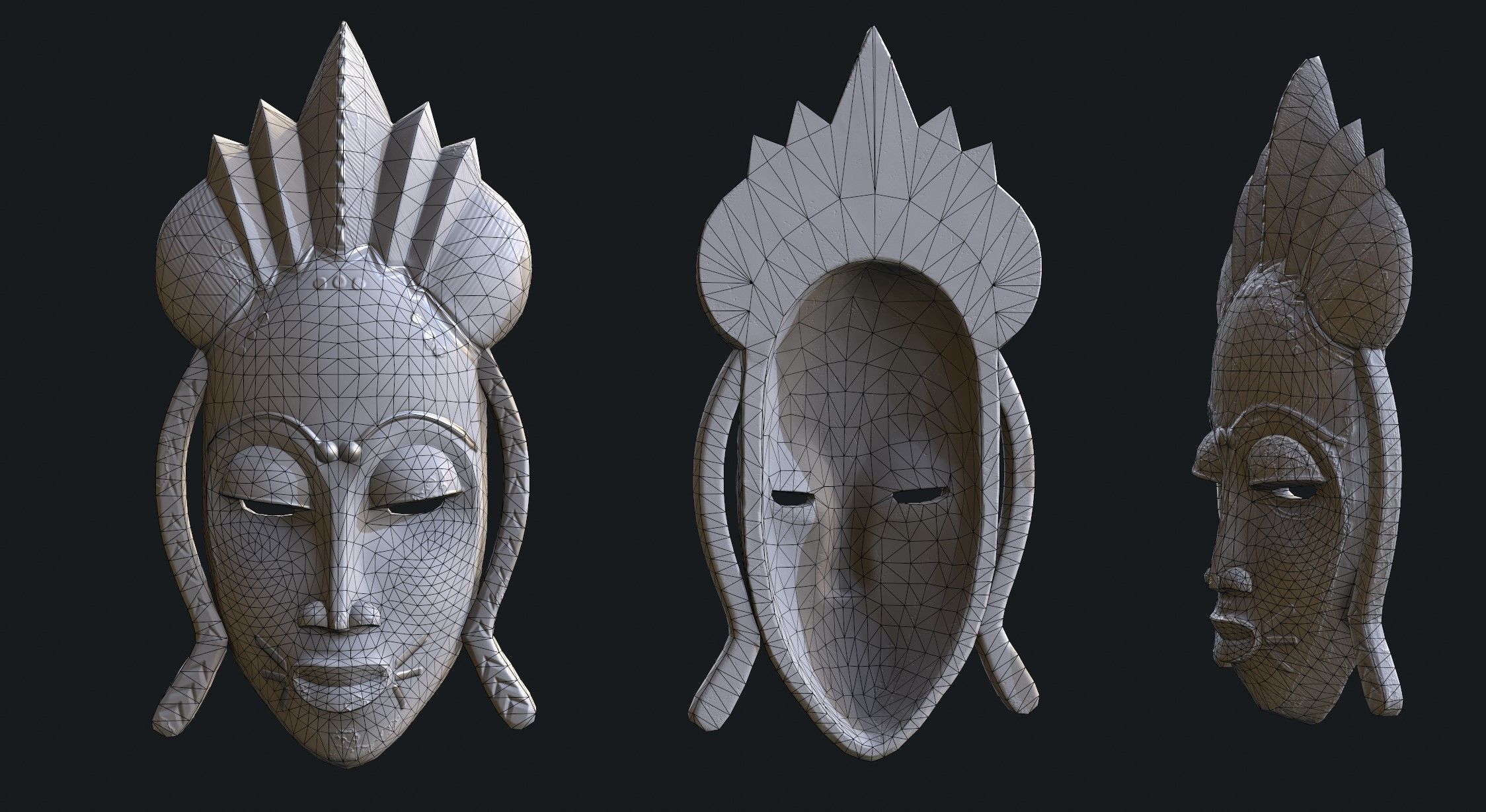 African mask 1 Low-poly 3D model_7