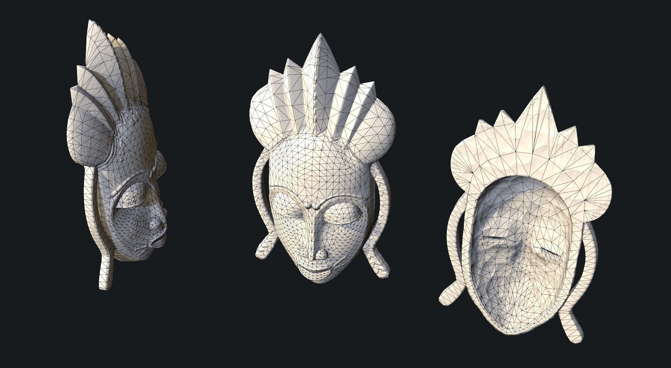 African mask 1 Low-poly 3D model_8