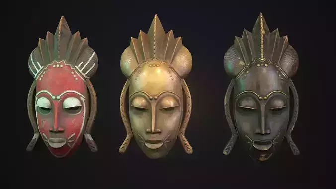 African mask 1 Low-poly 3D model