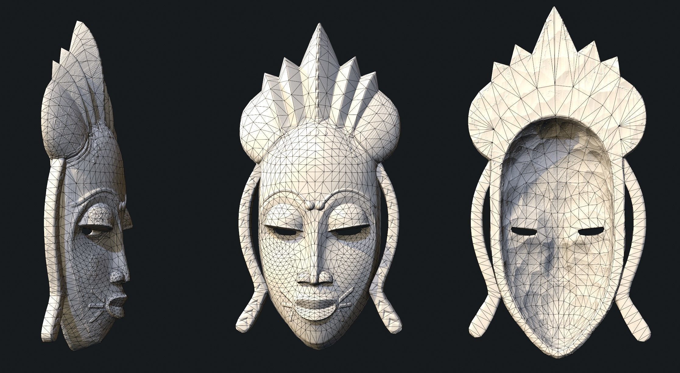 African mask 1 Low-poly 3D model_6