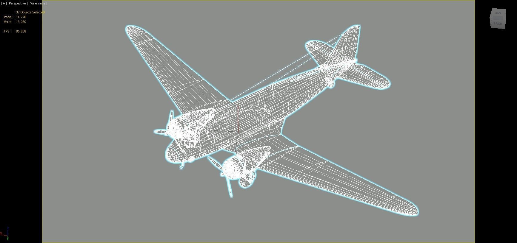 Douglas DC-3 Static Low Poly Blank Low-poly 3D model_11