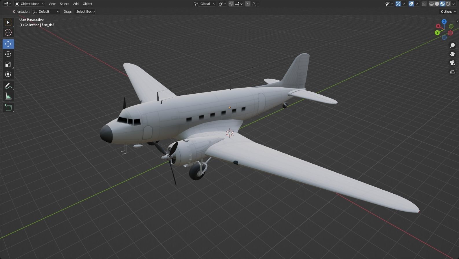 Douglas DC-3 Static Low Poly Blank Low-poly 3D model_12