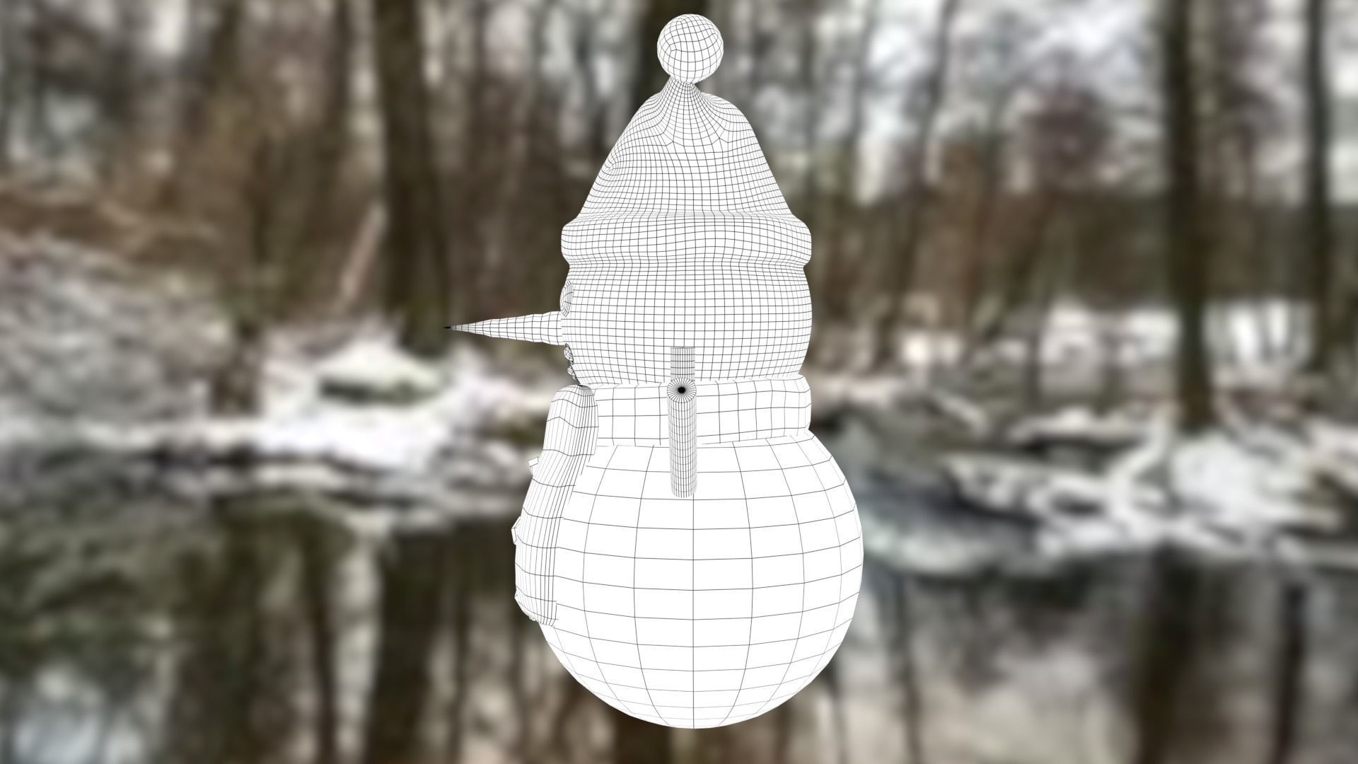 Snowman with Christmas hat Low-poly 3D model_27