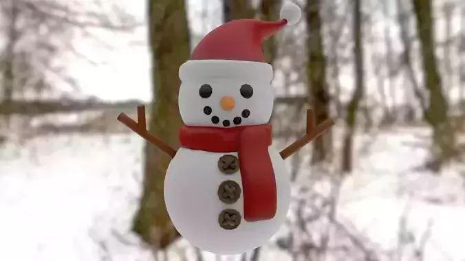 Snowman with Christmas hat Low-poly 3D model Snowman with Christmas hat Low-poly 3D model