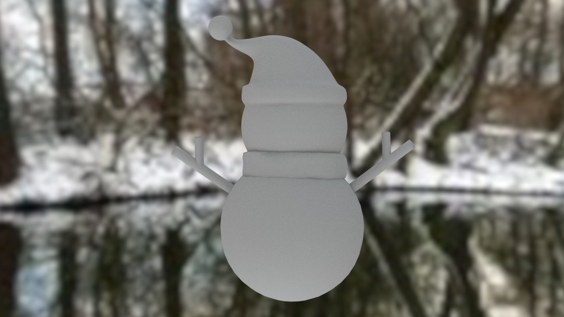 Snowman with Christmas hat Low-poly 3D model_23