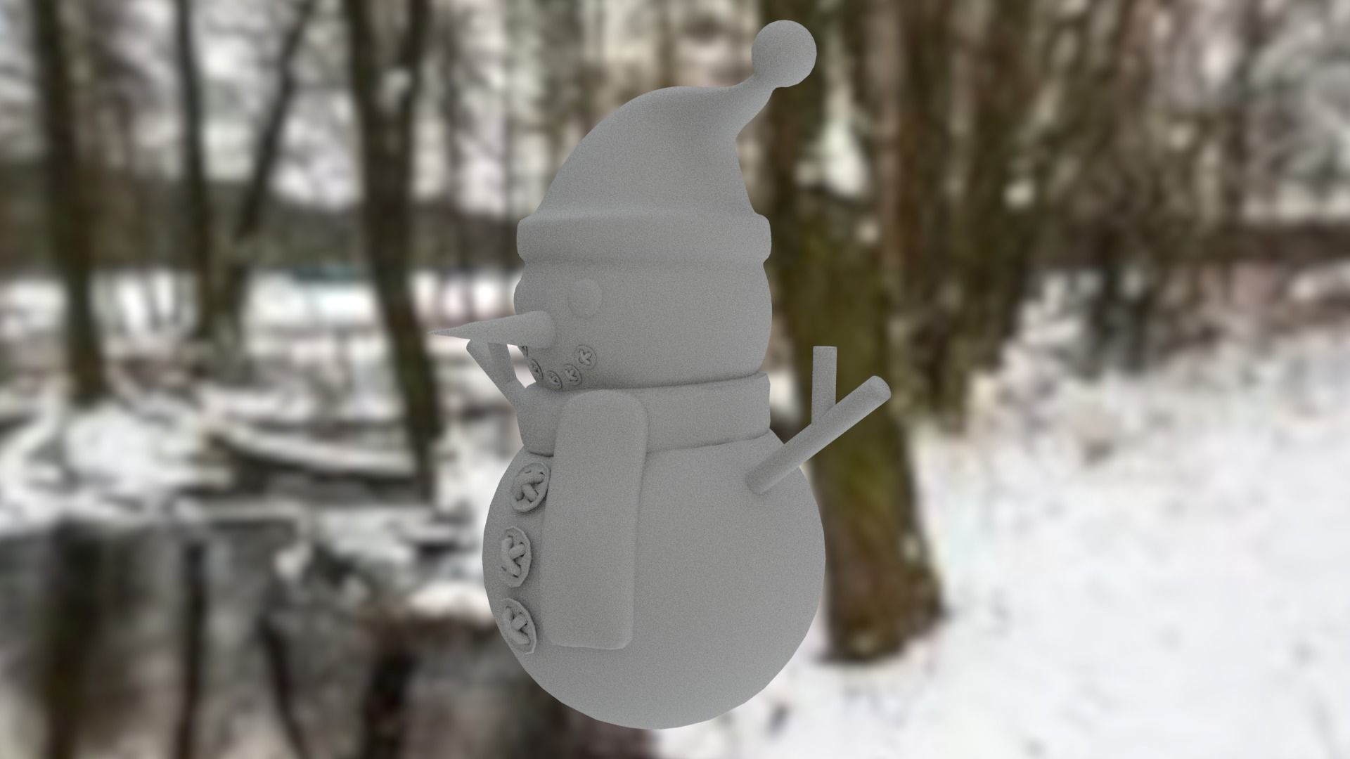 Snowman with Christmas hat Low-poly 3D model_20