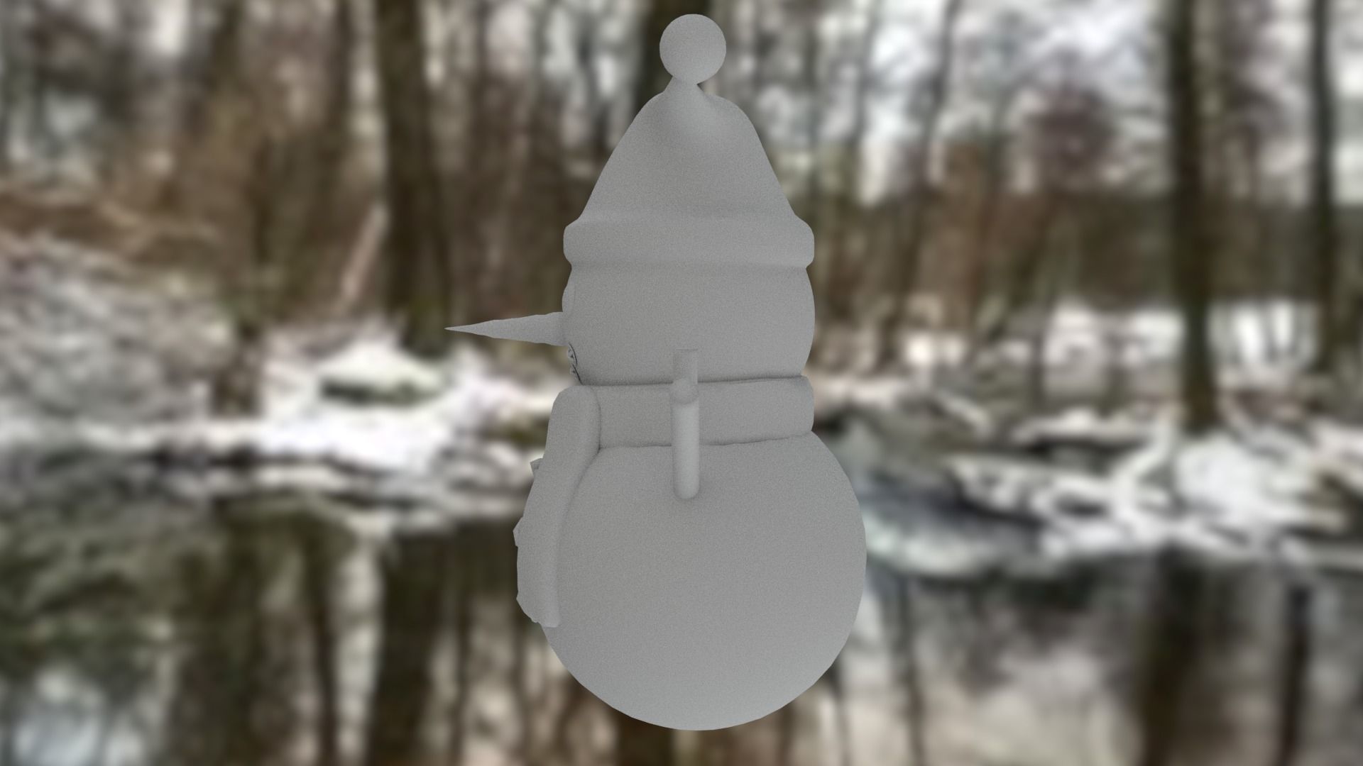 Snowman with Christmas hat Low-poly 3D model_22