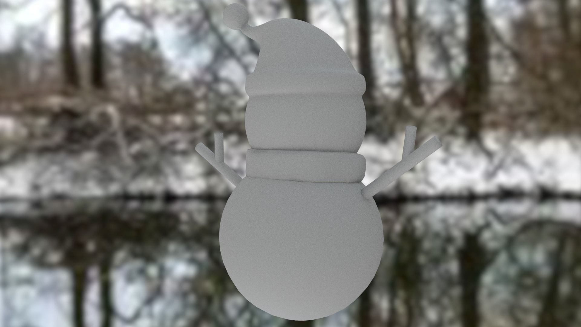 Snowman with Christmas hat Low-poly 3D model_24