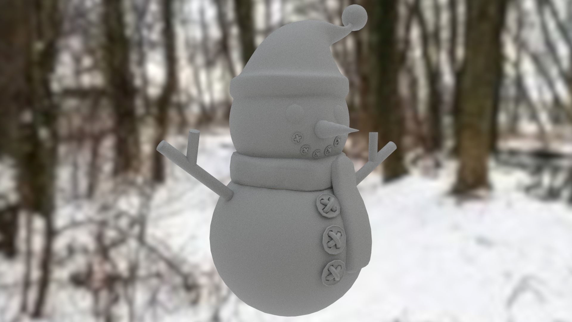 Snowman with Christmas hat Low-poly 3D model_18