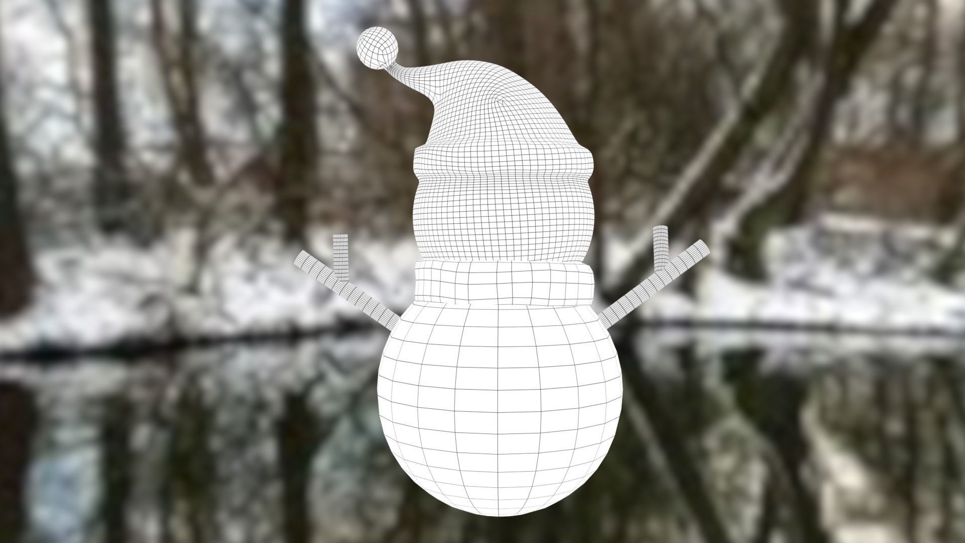 Snowman with Christmas hat Low-poly 3D model_30