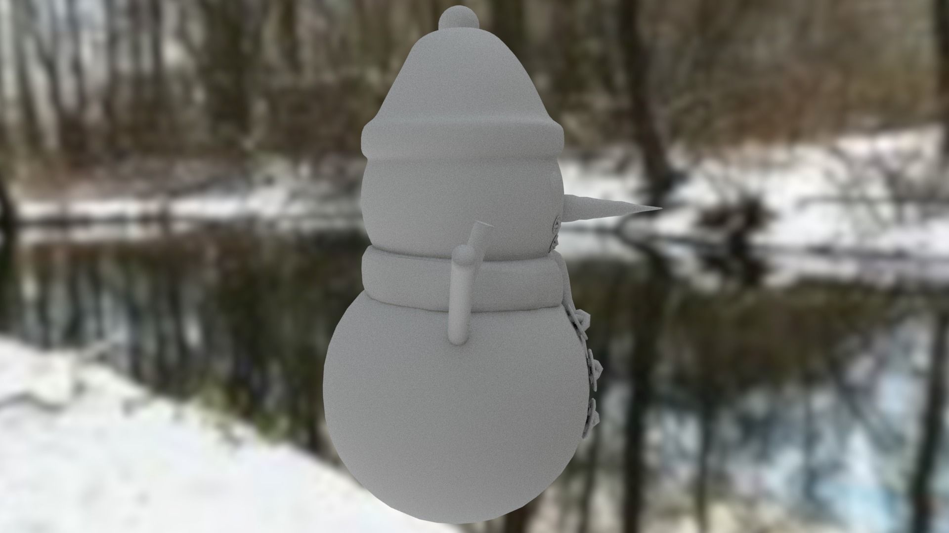 Snowman with Christmas hat Low-poly 3D model_17