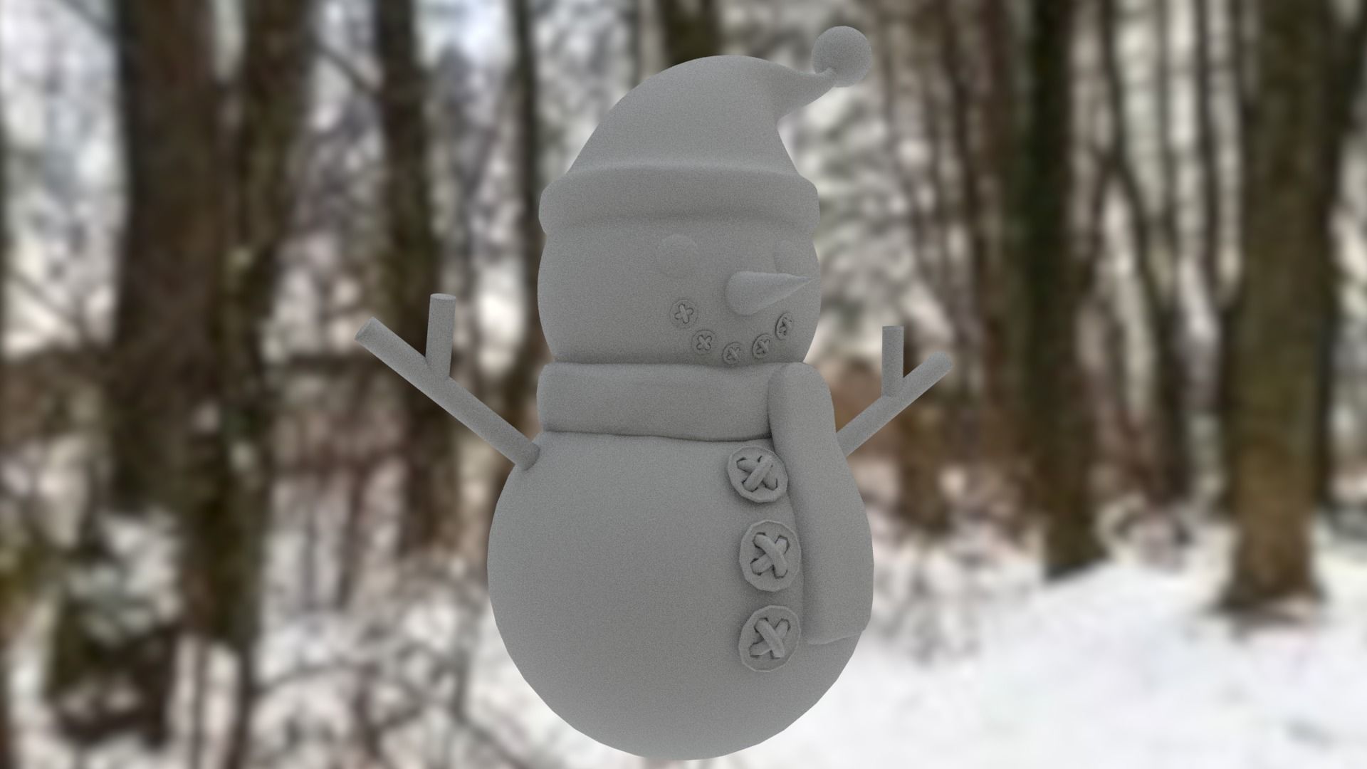 Snowman with Christmas hat Low-poly 3D model_25