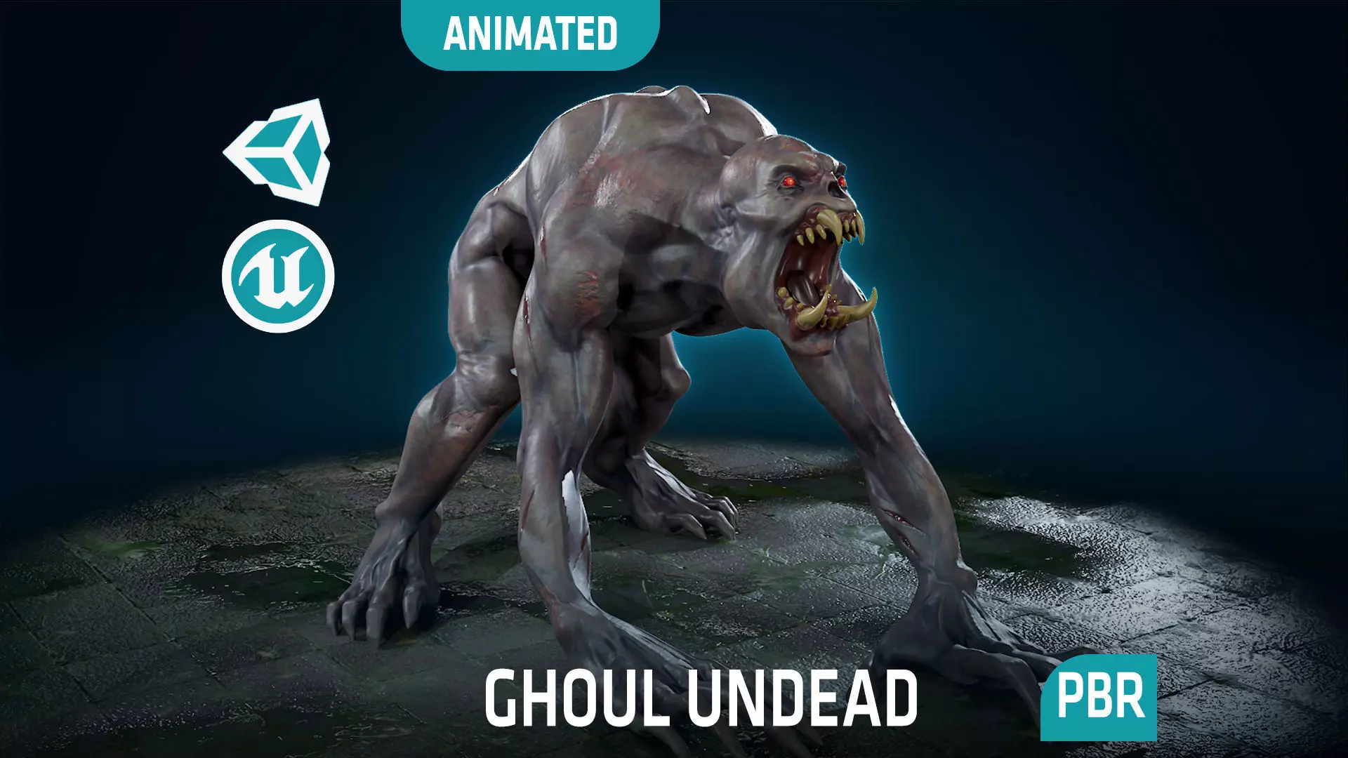 Ghoul Undead - Rigged - Animated - Game Ready Low-poly 3D model_0