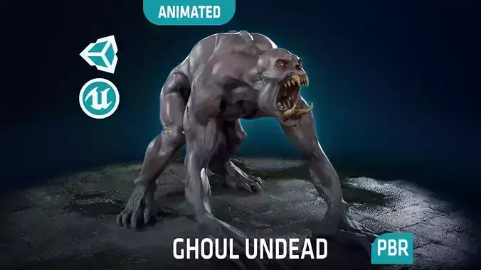 Ghoul Undead - Rigged - Animated - Game Ready Low-poly 3D model