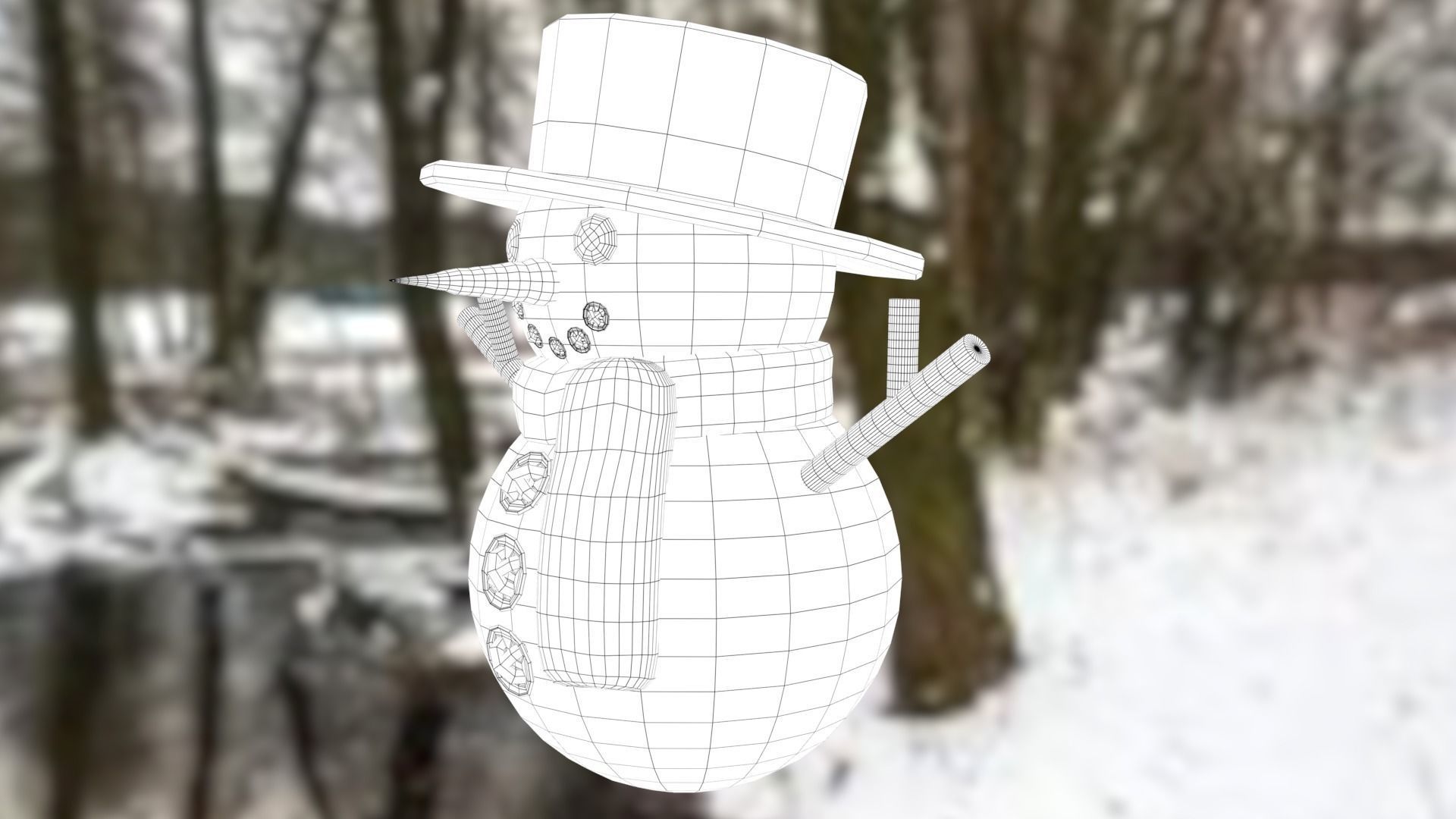 Snowman Low-poly 3D model_30