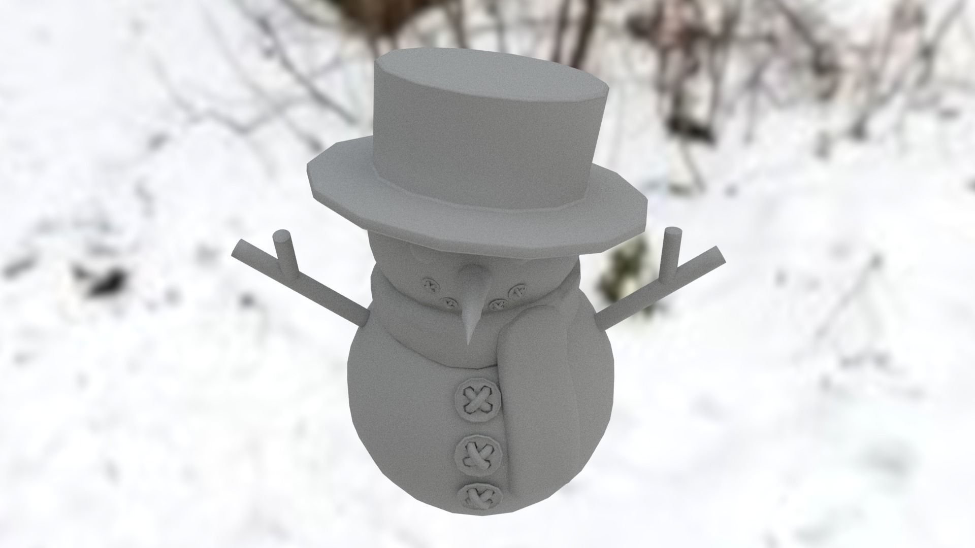 Snowman Low-poly 3D model_24