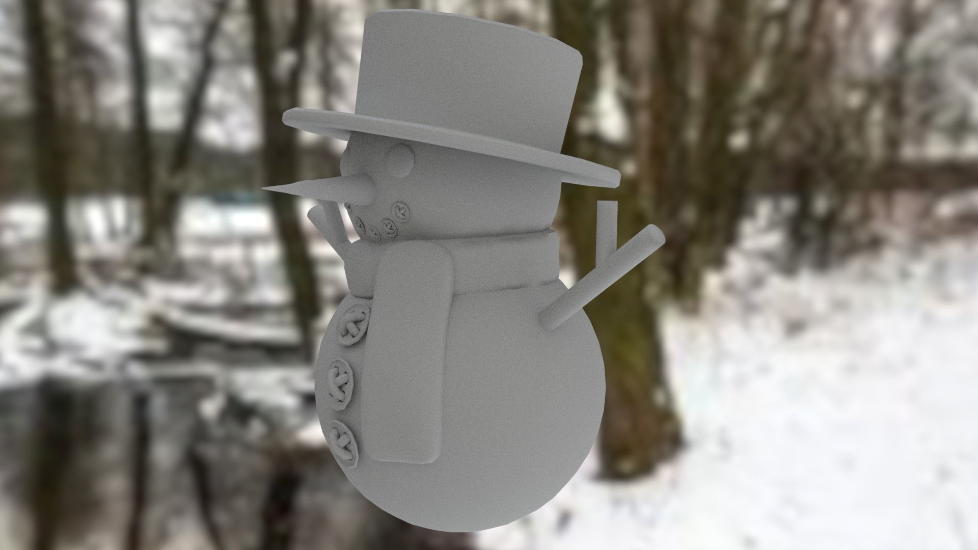 Snowman Low-poly 3D model_16