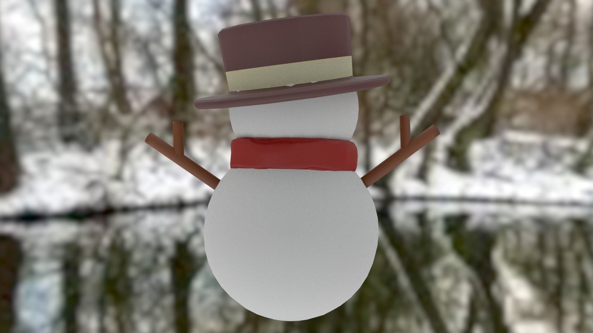 Snowman Low-poly 3D model_5