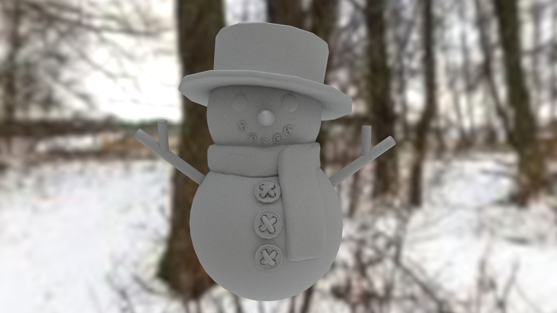 Snowman Low-poly 3D model_14
