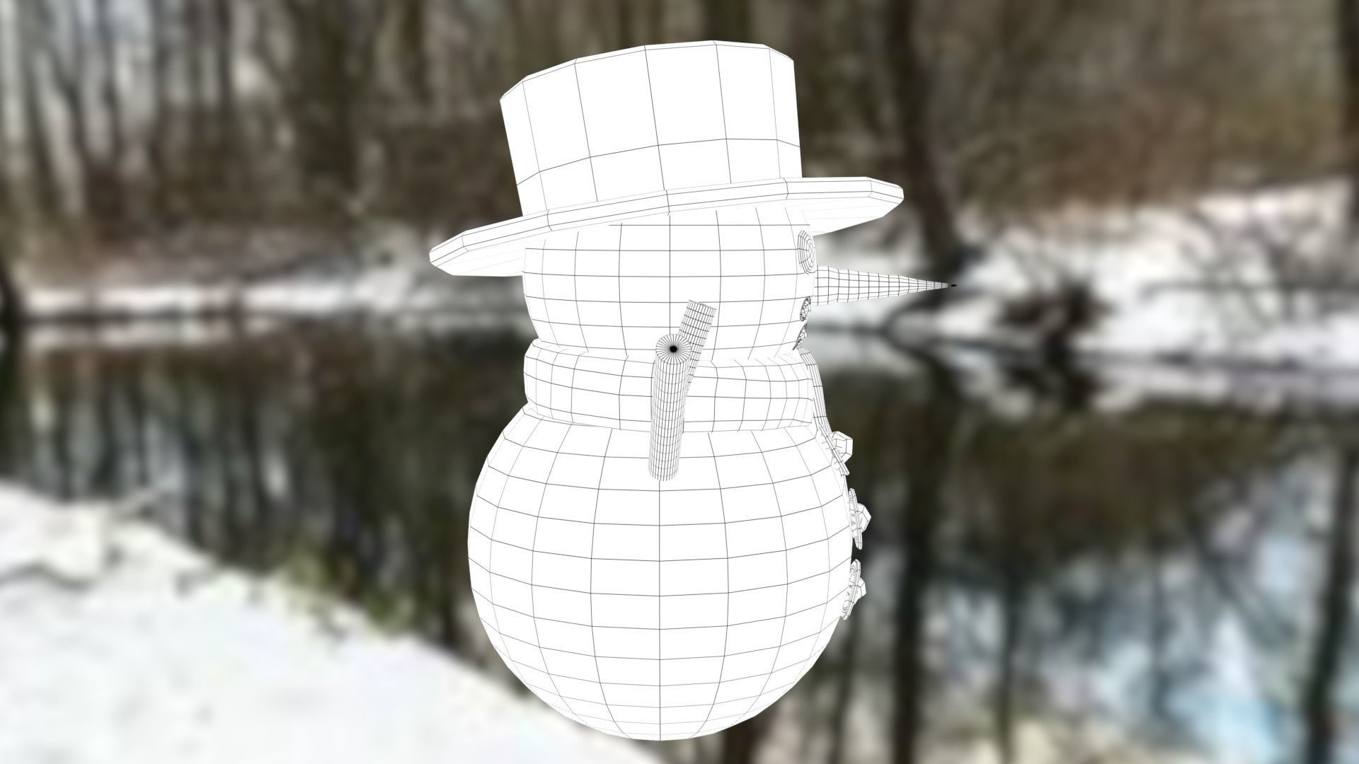 Snowman Low-poly 3D model_35