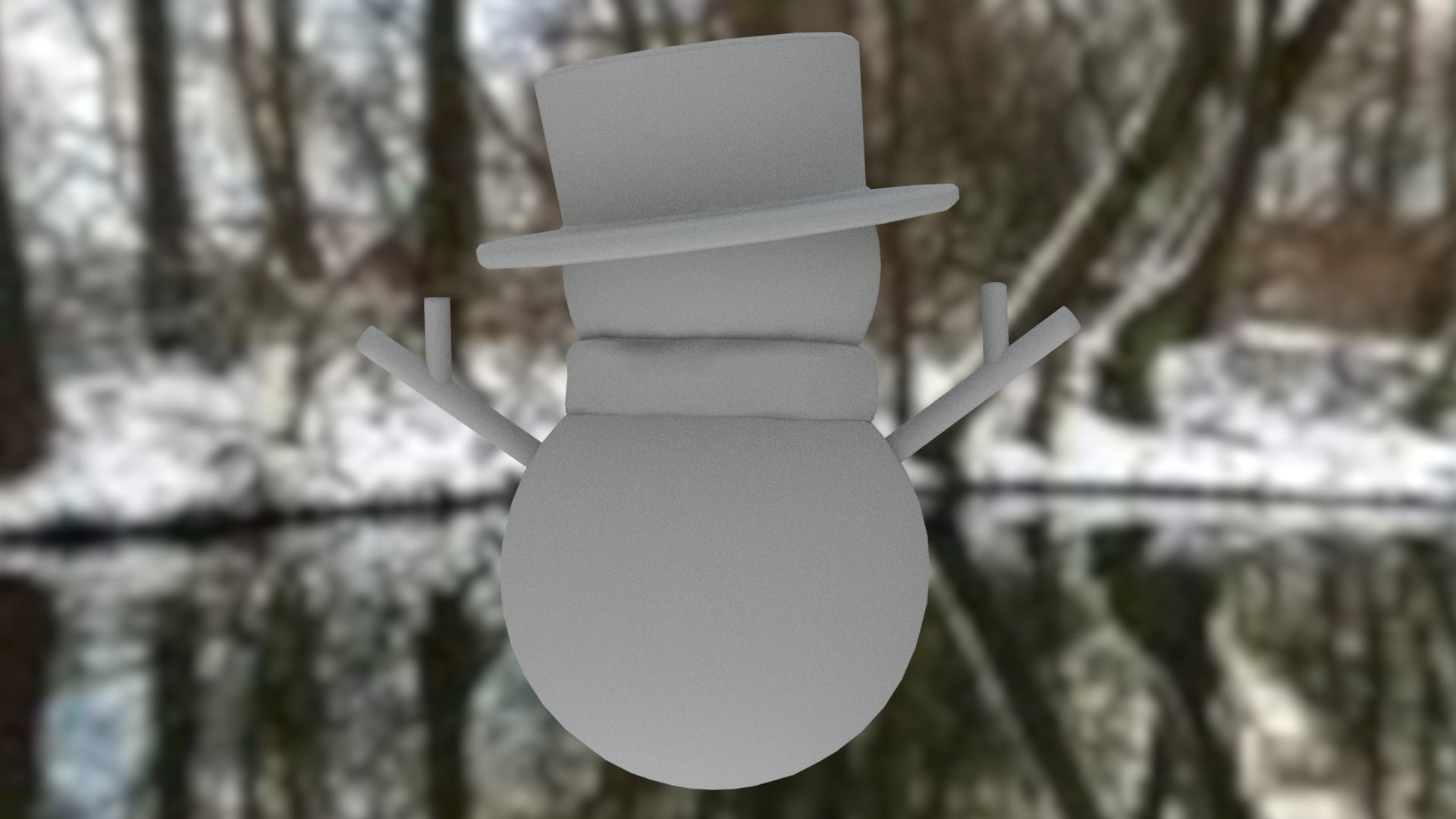 Snowman Low-poly 3D model_19