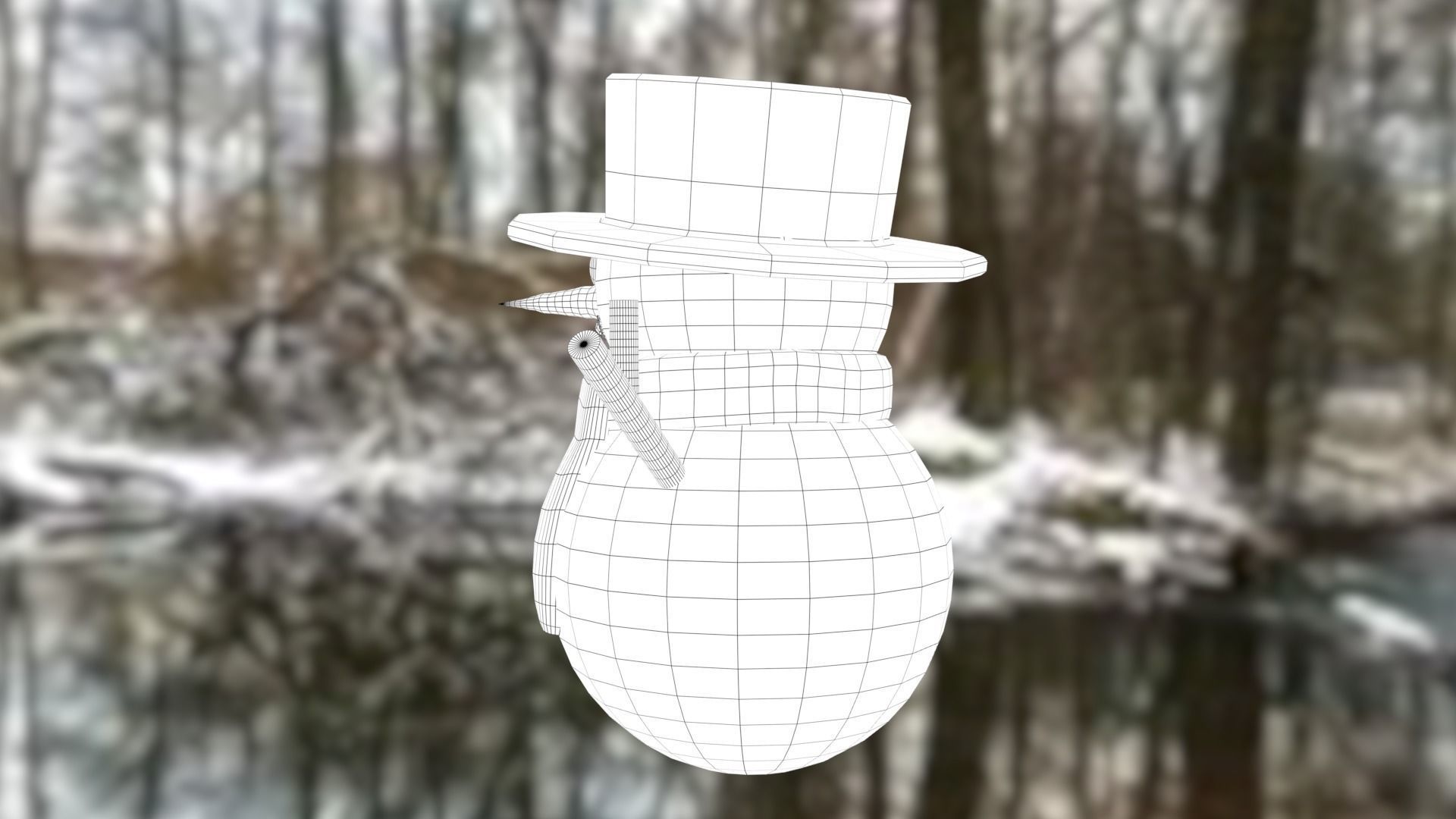 Snowman Low-poly 3D model_32