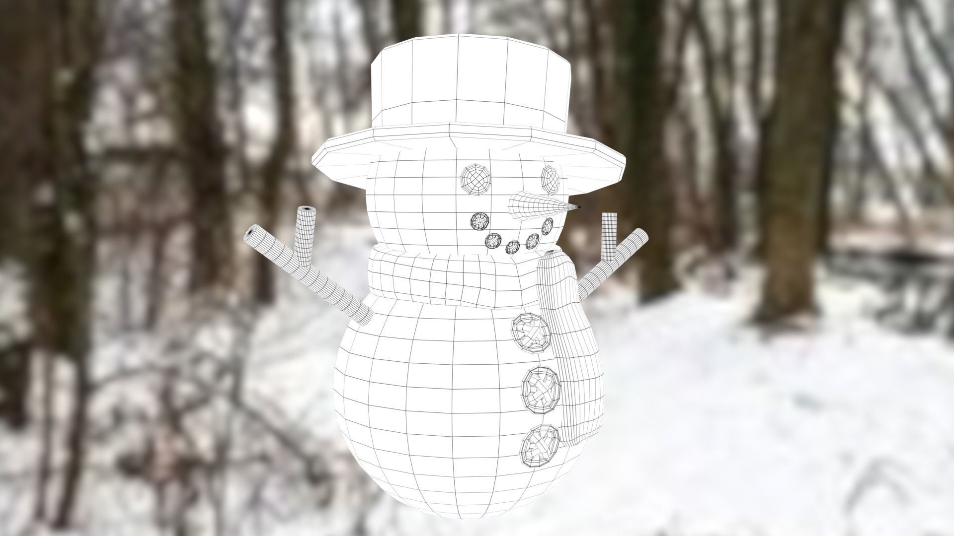 Snowman Low-poly 3D model_37