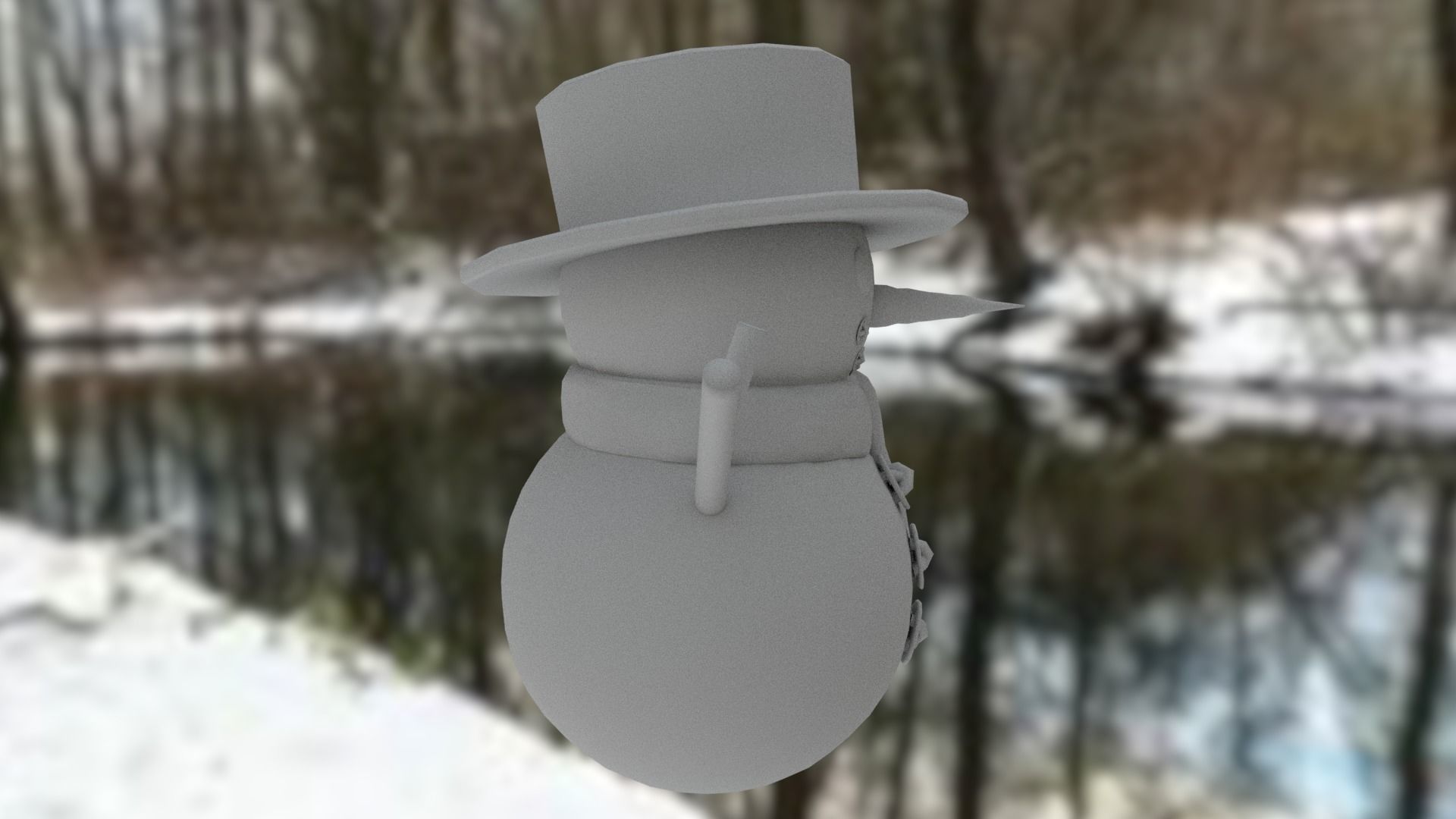 Snowman Low-poly 3D model_21