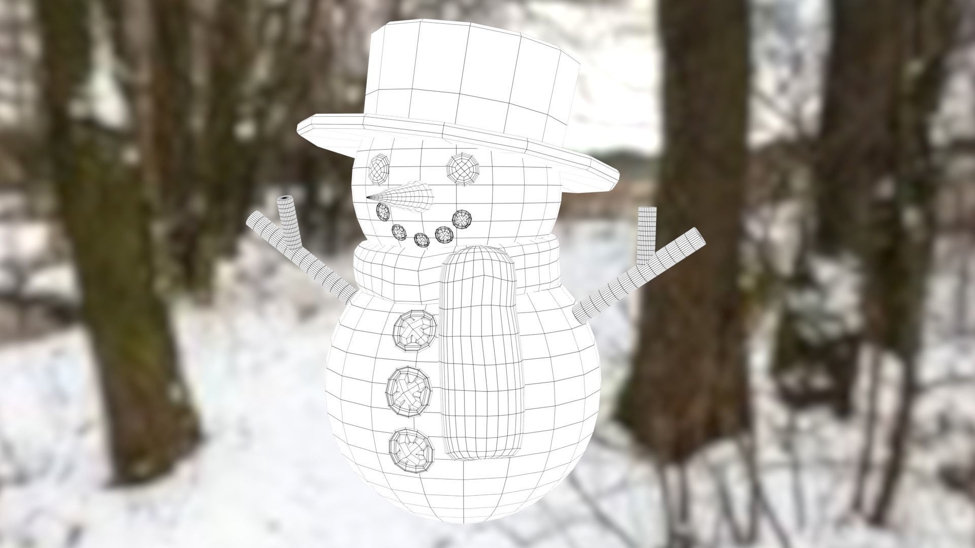 Snowman Low-poly 3D model_29