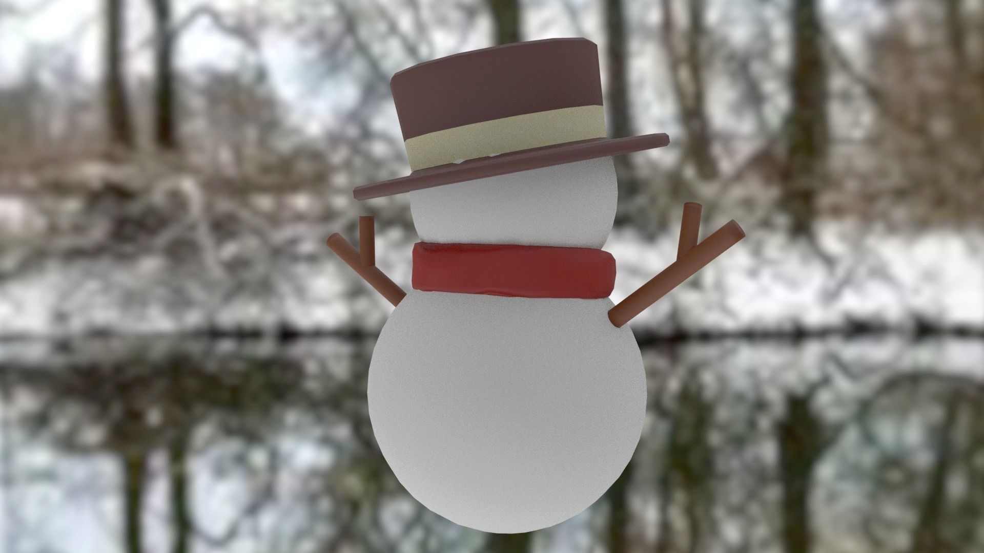 Snowman Low-poly 3D model_6