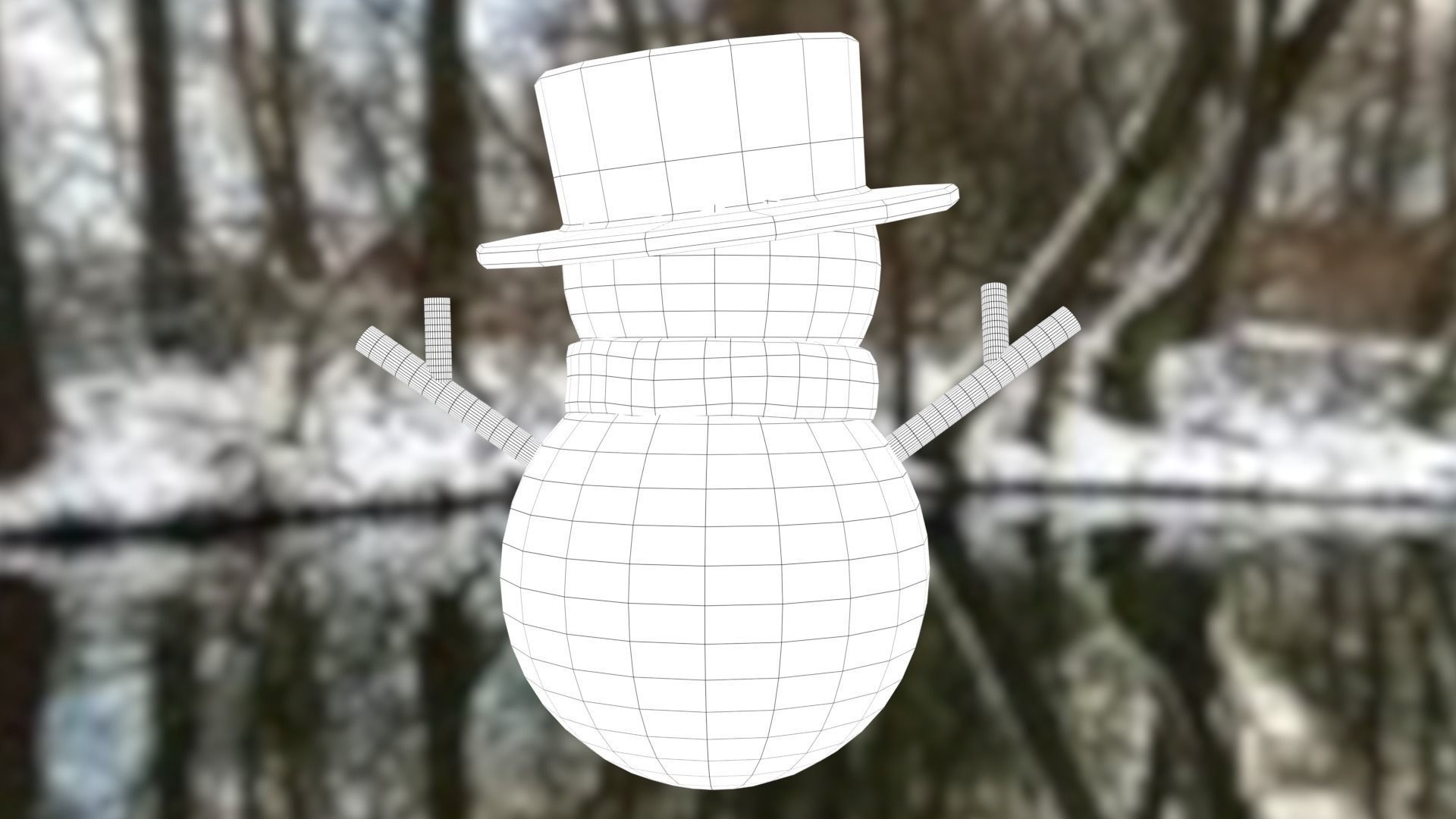 Snowman Low-poly 3D model_33