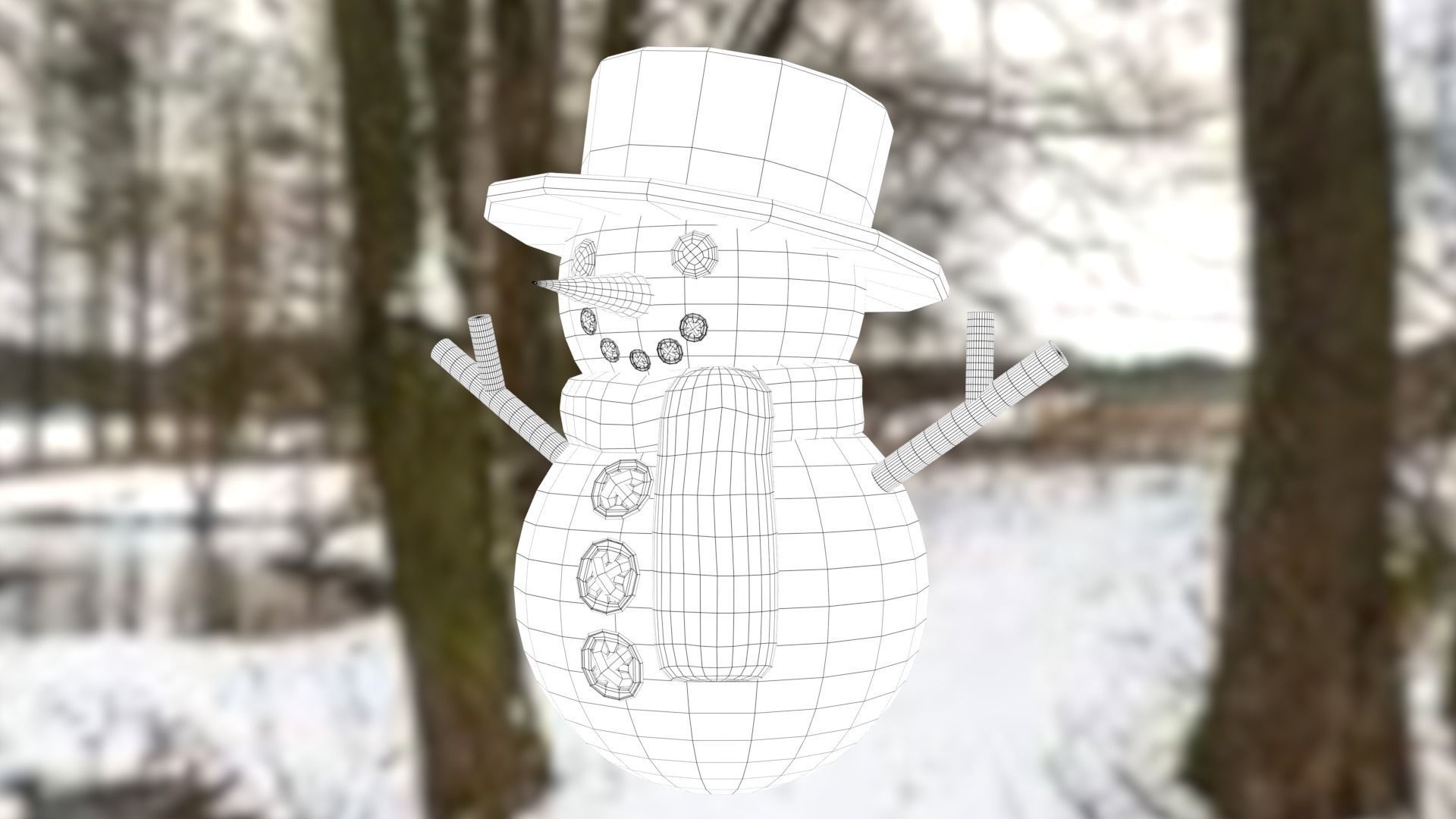 Snowman Low-poly 3D model_40
