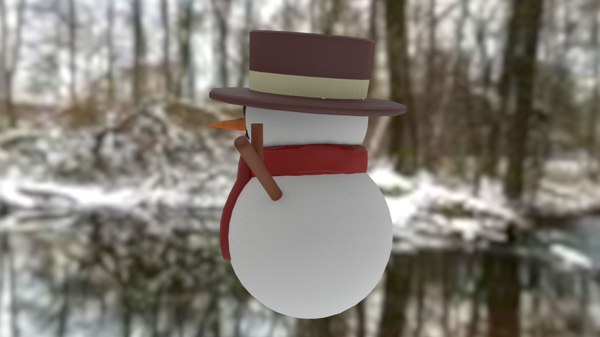 Snowman Low-poly 3D model_4