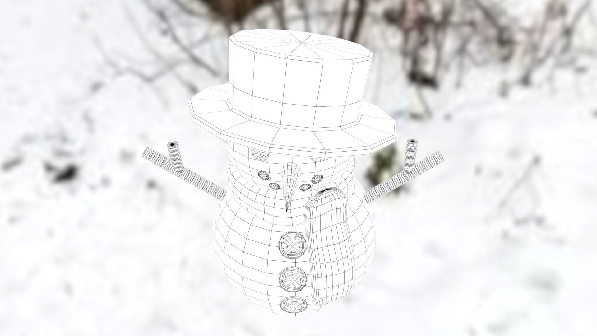 Snowman Low-poly 3D model_38