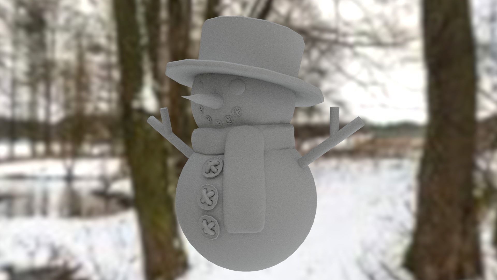 Snowman Low-poly 3D model_26