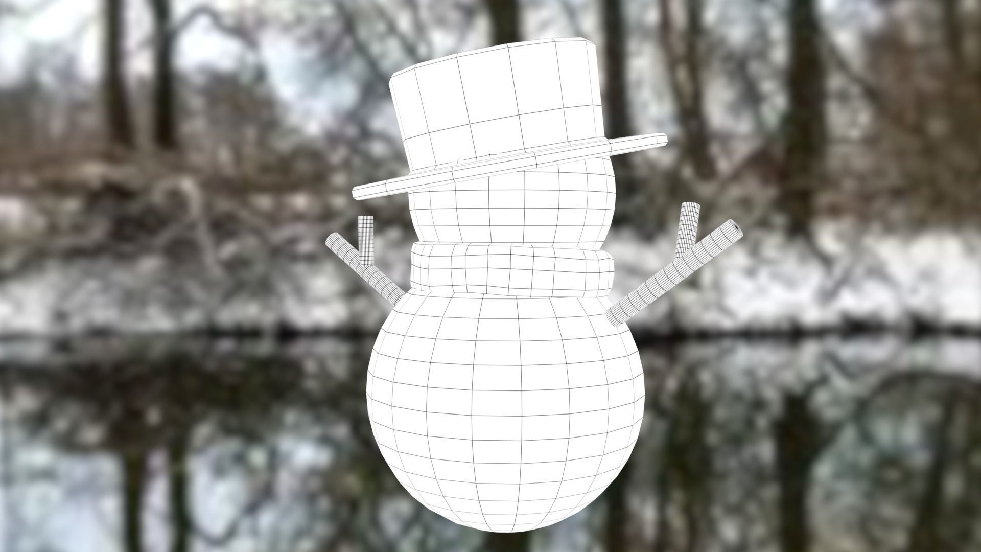 Snowman Low-poly 3D model_34