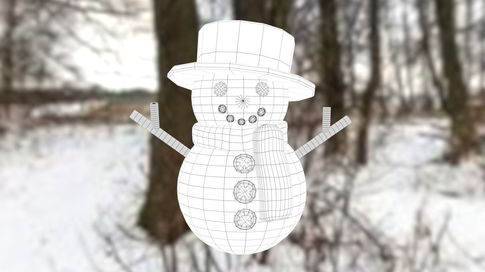 Snowman Low-poly 3D model_41