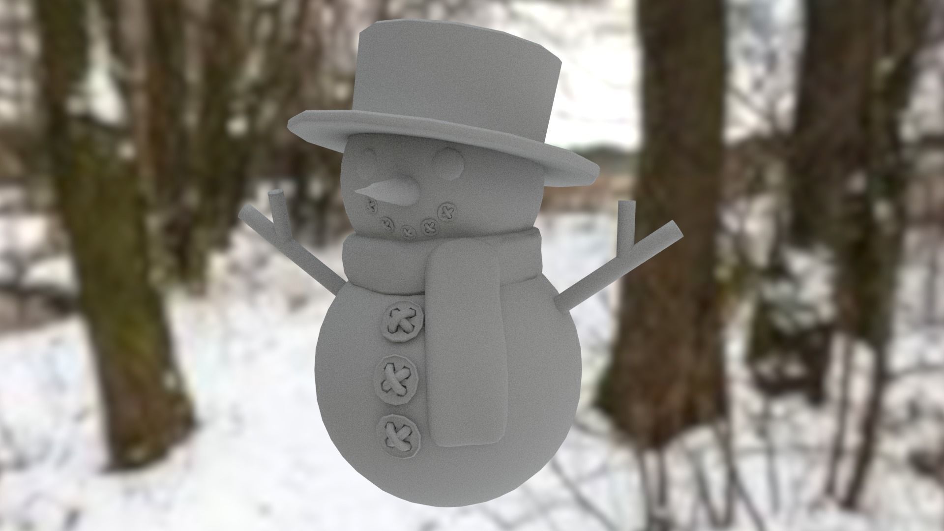 Snowman Low-poly 3D model_15