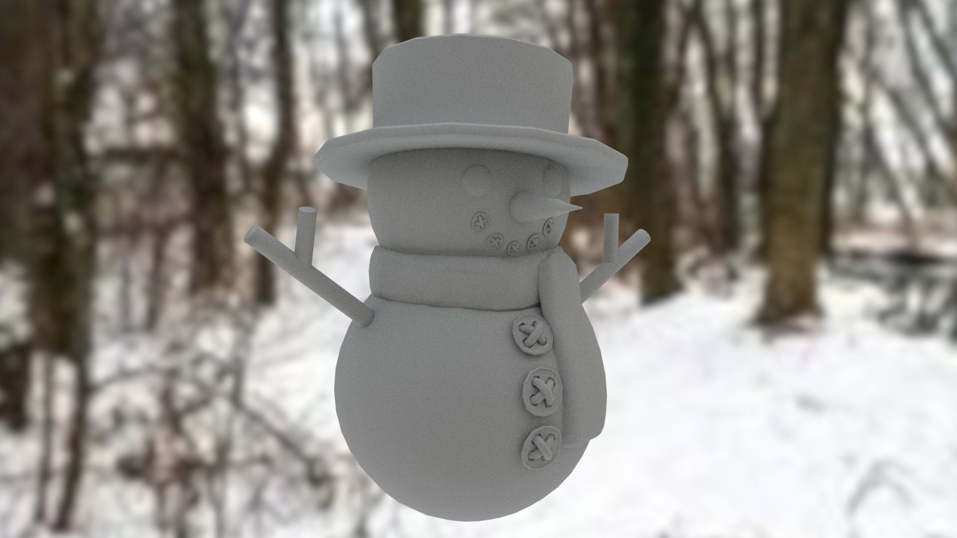 Snowman Low-poly 3D model_23