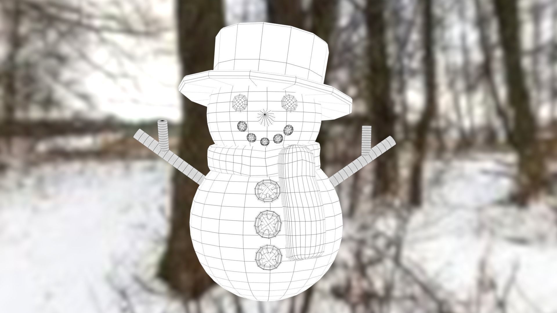 Snowman Low-poly 3D model_28